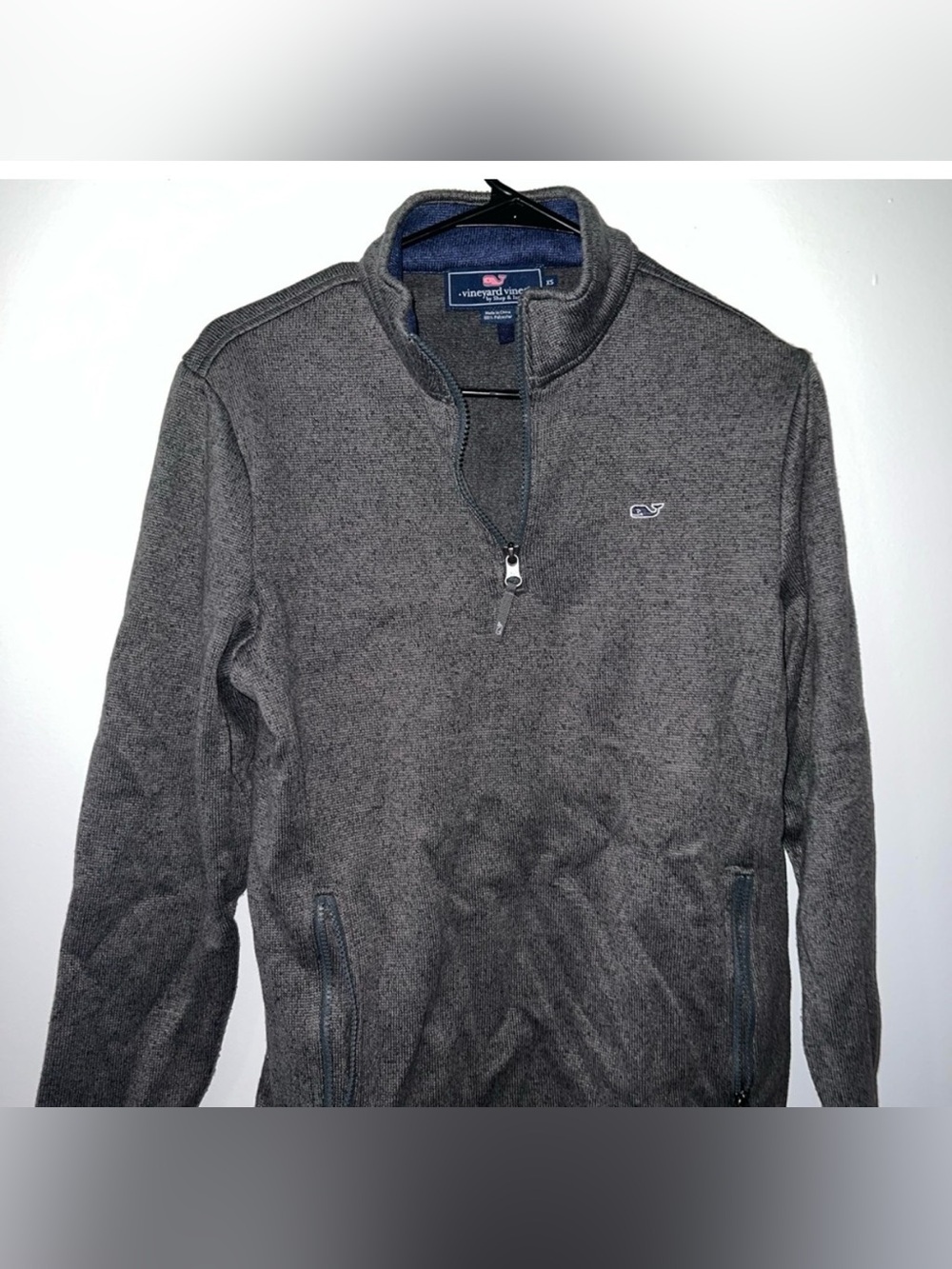 Vineyard Vines Fleece Quarter Zip in Charcoal Gray| Size: XS